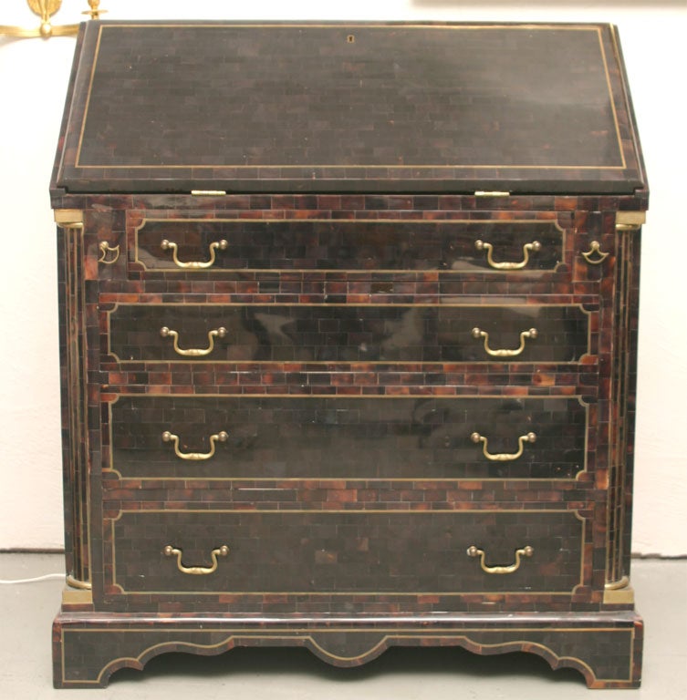 Maitland Smith Drop Front  Horn Inlay Desk