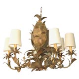 6 arm Italian Chandelier with Floral details and custom shades