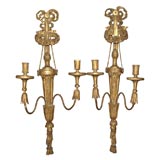 Pair of Neoclassical Giltwood Two Light Bras de Lumiere
