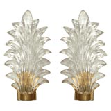 Pair Modern Italian Murano Glass Wall Sconces