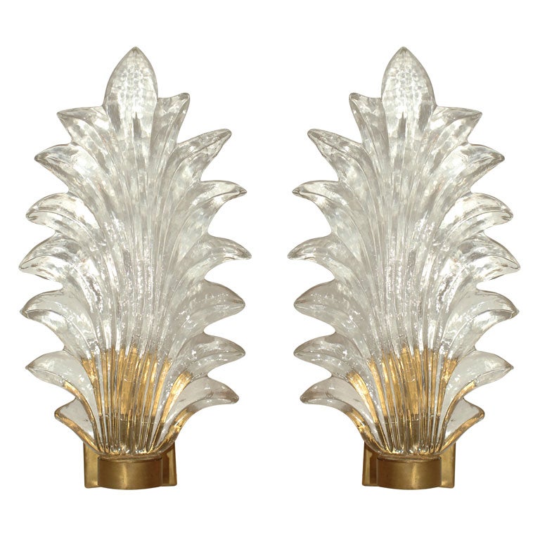 Pair Modern Italian Murano Glass Wall Sconces