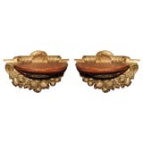 Pair of Neoclassical Style Parcel Gilt and Painted Brackets