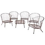 Set of 5 Garden Chairs and Ottoman