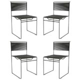 Set of 4  1980's "High-Tech" Black Metal Stacking Chairs