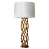 1960s Carved Wood Table Lamp