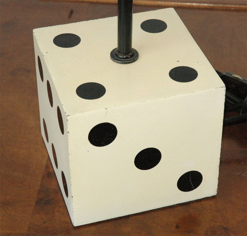 Metal Pair of Enameled Black & White Dice Lamps