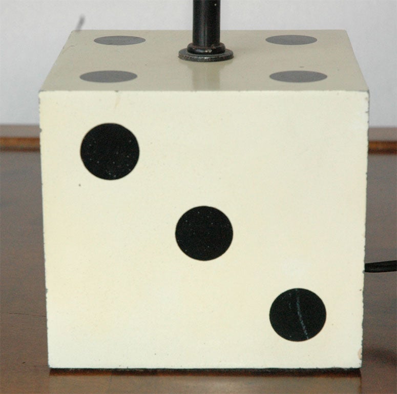 Pair of Enameled Black & White Dice Lamps 4