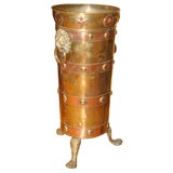 Unusual Brass Lion Head Umbrella Stand