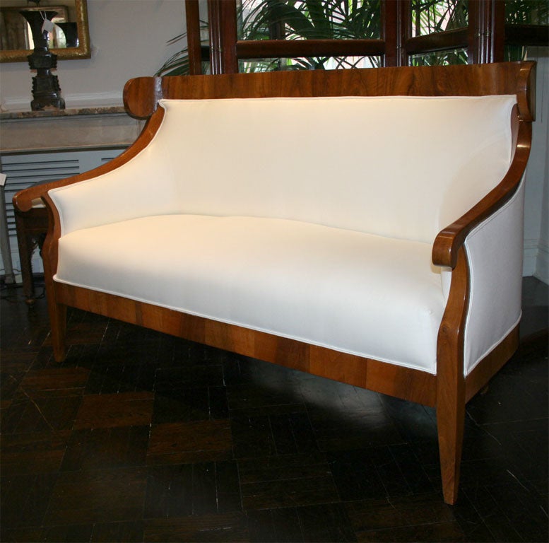 19th Century light walnut settee