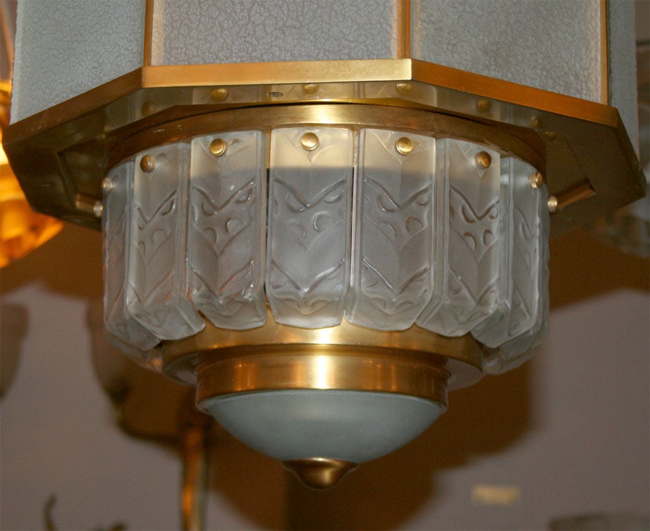 Art Deco Monumental Lantern by Sabino In Good Condition For Sale In Bridgewater, CT