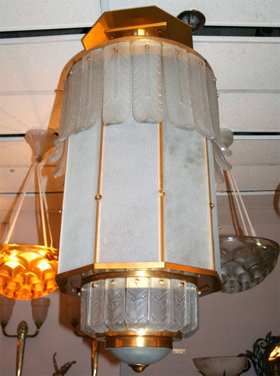 Mid-20th Century Art Deco Monumental Lantern by Sabino For Sale