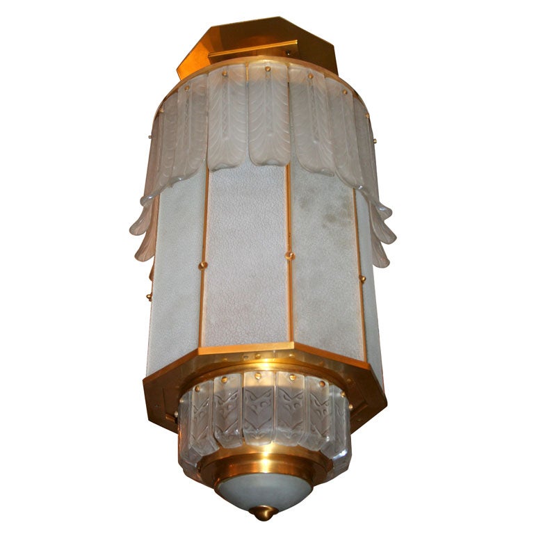 Art Deco Monumental Lantern by Sabino For Sale