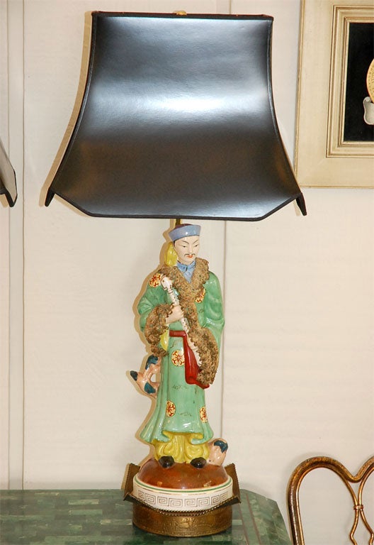 20th Century Pair of Delicate Chinese Figure Lamps