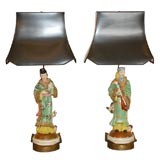 Pair of Delicate Chinese Figure Lamps