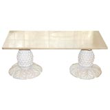 Carved Pineapple Coffee Table with Marble Top