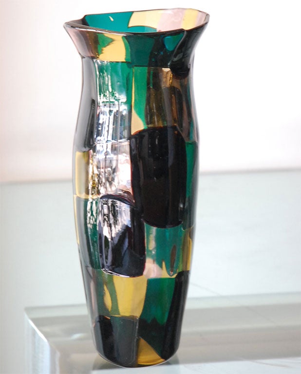 Venini glass vase for Fluvio Bianconi "Pezzato work"