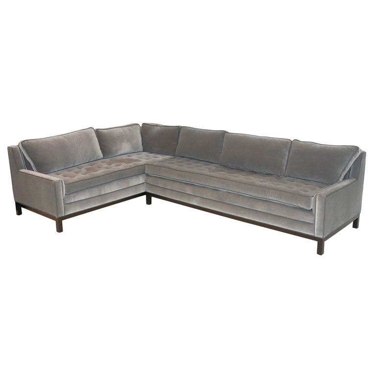 A Stunning Loose Cushion Sectional Sofa Upholstered in Mohair
