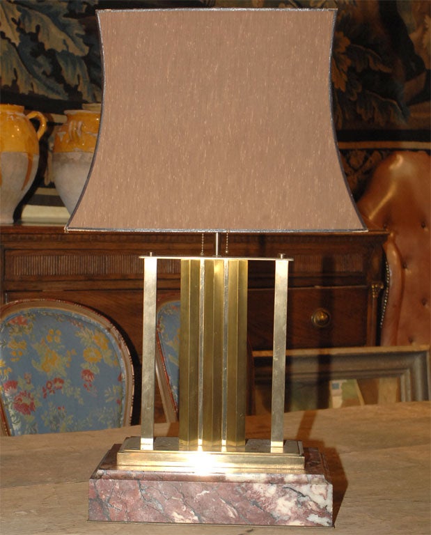 French Art  Deco  Brass  Lamp For Sale