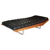 Square tufted in black vinyl chaise lounge