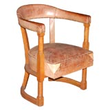 Used Herman DeVries Barrelback leather Upholstered Armchair