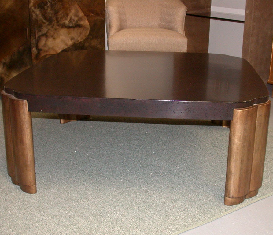 BEAUTIFUL LARGE COFFEE TABLE WITH CARVED GILT LEGS at 1stdibs