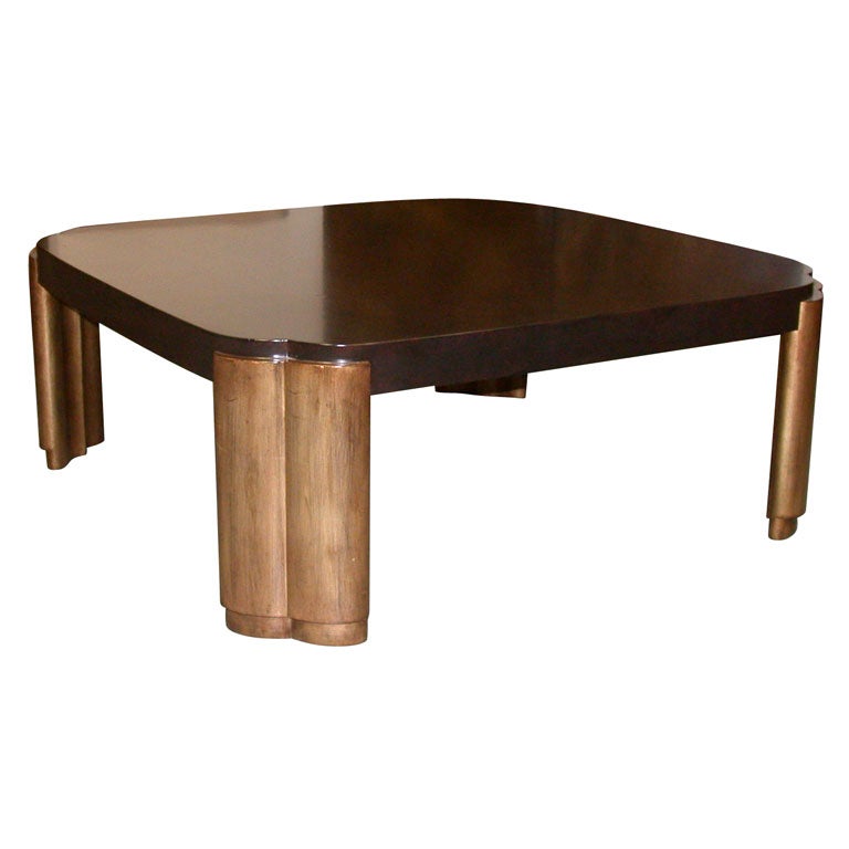 BEAUTIFUL LARGE COFFEE TABLE WITH CARVED GILT LEGS at 1stdibs