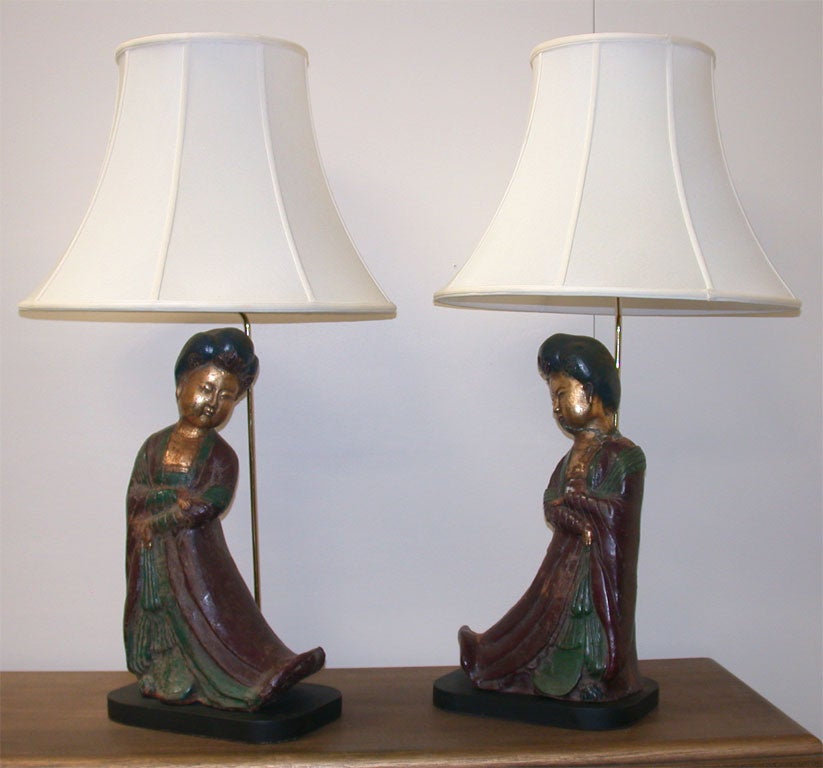 LARGE PAIR OF ORIENTAL FIGURINE LAMPS
