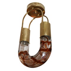 Mazzega brass and glass chandelier Aldo Nason