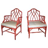 Painted Chinese Chippendale arm chairs