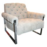 Tufted Lounge Chair with Chrome Base by Milo Baughman