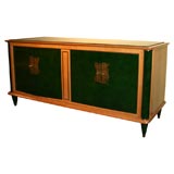 Fine oak & green lacquer cabinet By Batistin Spade