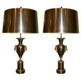 Pair of brass & bronze Lamps by Maison Charles