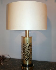 R. Stanton Table Lamps Pair Mid-Century Modern Sculptural Brass, 1974
