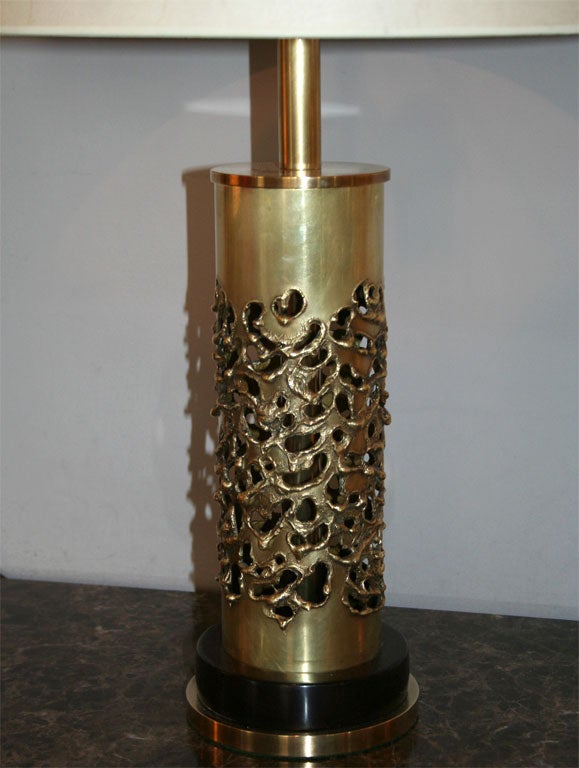 R. Stanton Table Lamps Pair Mid-Century Modern Sculptural Brass, 1974 In Good Condition For Sale In New York, NY