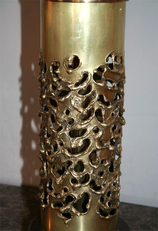 Late 20th Century R. Stanton Table Lamps Pair Mid-Century Modern Sculptural Brass, 1974 For Sale