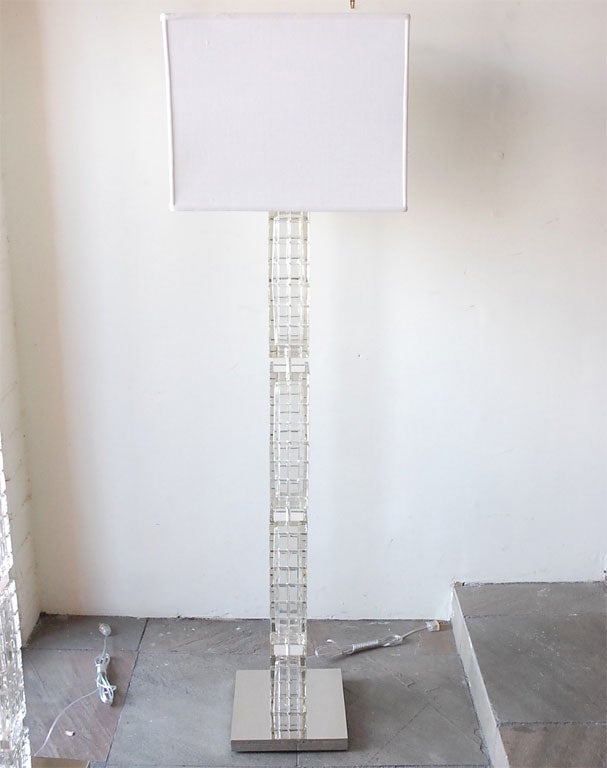 Pair of Glass Block Floor Lamps 4