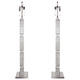 Pair of Glass Block Floor Lamps