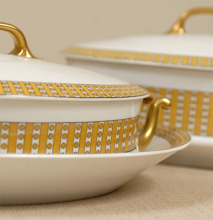 Art Deco Inspired Limoges Compotes in Yellow & White
