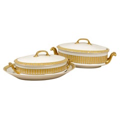 Art Deco Inspired Limoges Compotes in Yellow & White