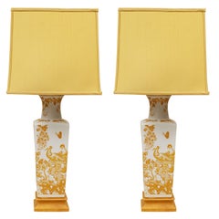 Yellow and Orange Chinoiserie Lamps
