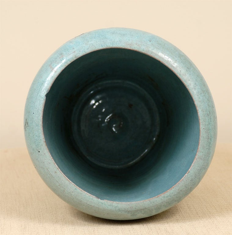 American A. R. Cole Pottery Huge Turquoise Vase, North Carolina