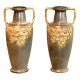 Pair of German Secessionist Bronze Vases