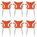 Set of 6 dining chairs by Arne Jacobson for Fritz Hansen