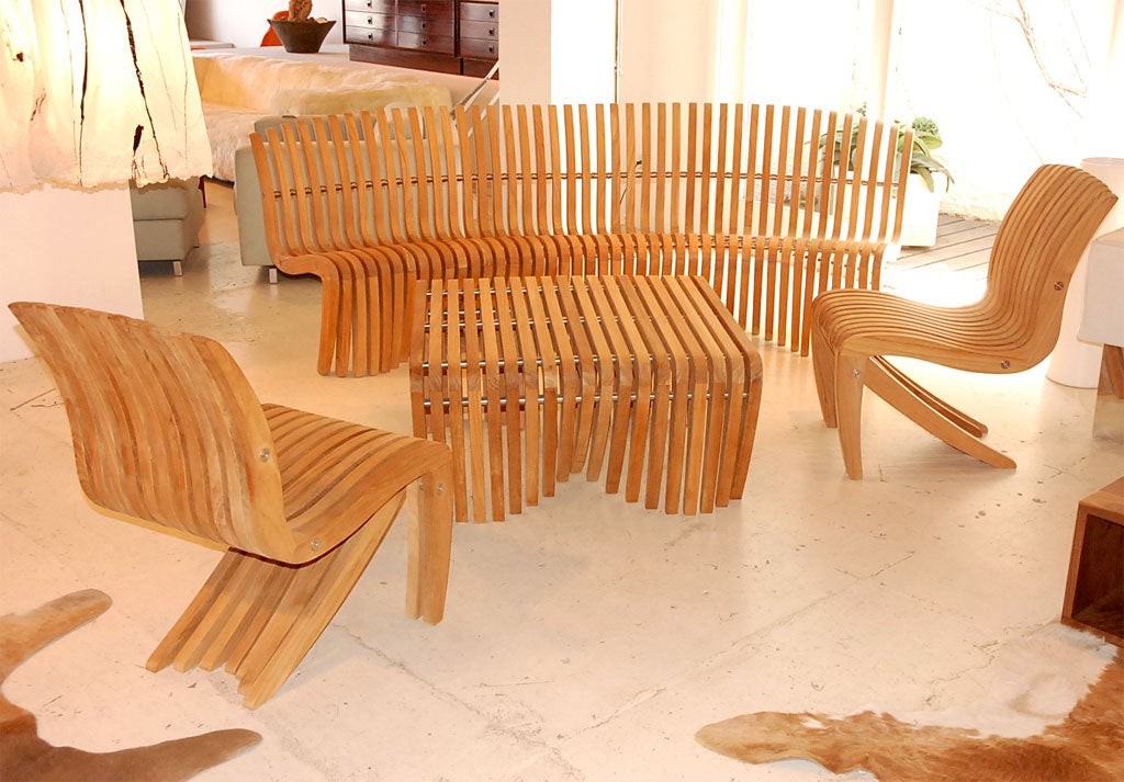 Outdoor Teak and Stainless Steel Set