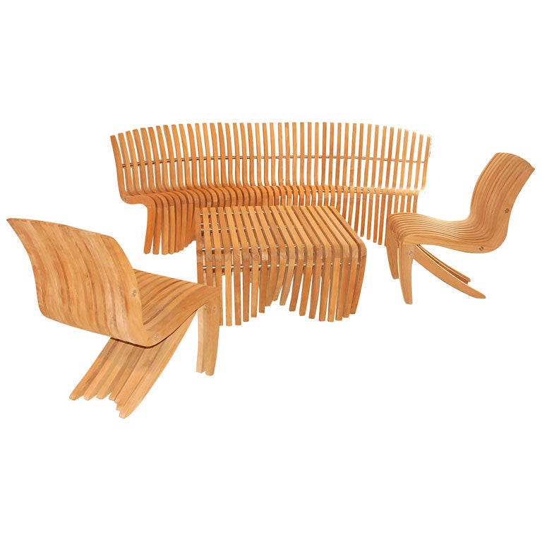 Outdoor Teak and Stainless Steel Set