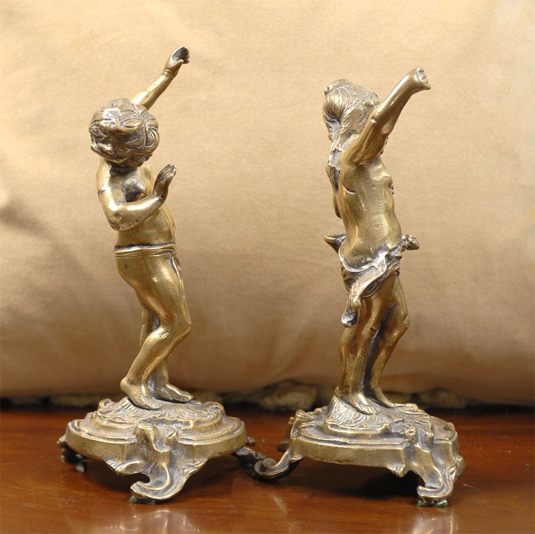 Bronze Rococo Figurines In Excellent Condition For Sale In Chamblee, GA
