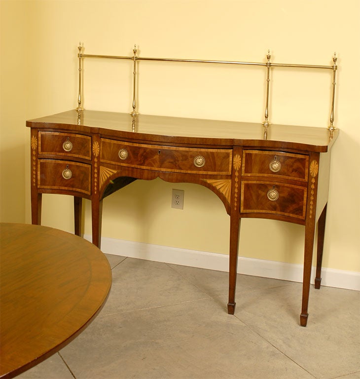English George III Mahogany Sideboard with Brass Gallery Rail For Sale