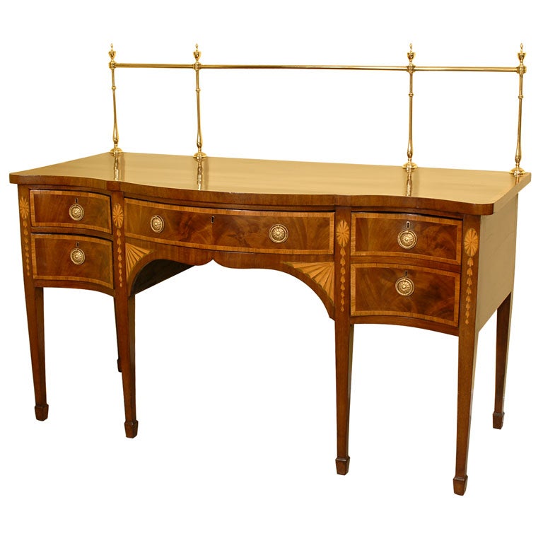 George III Mahogany Sideboard with Brass Gallery Rail For Sale