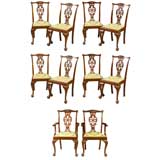 SET of 10 Mahogany Chippendale-Style Dining Chairs, c. 1890