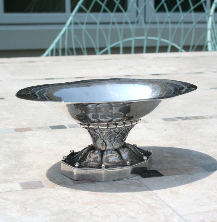 Georg Jensen Sterling Silver footed  dish ball leaf design